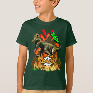 Dinosaur comic art volcano zap prehistoric art T-Shirt