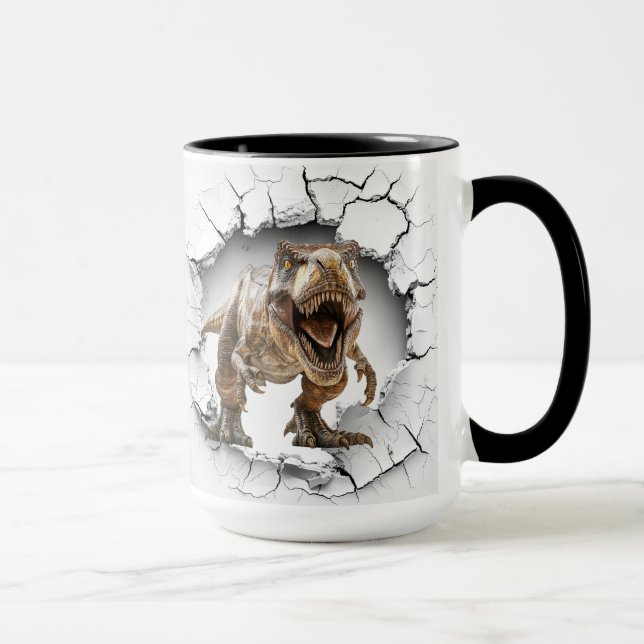 Dinosaur coming out of cave mug (Right)