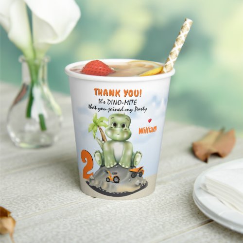 Dinosaur Construction Boy Birthday Paper Cups