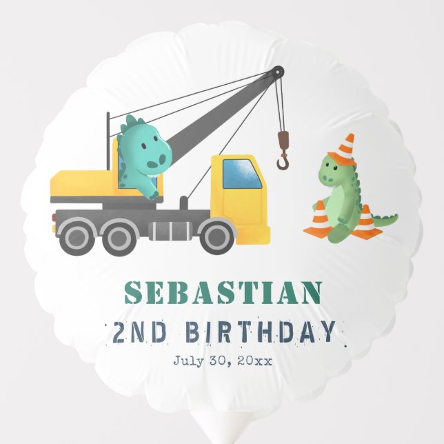  Dinosaur Construction Crew Birthday Party  Balloon (Front)
