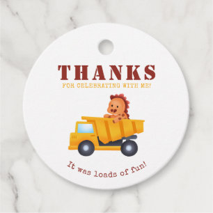  Dinosaur Construction Crew Birthday Party  Favor Tags