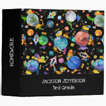 Dinosaur Construction Crew Space Kids Personalized 3 Ring Binder