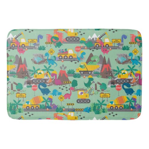 Dinosaur Construction Kids Bath Mat