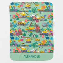 Dinosaur Construction Kids Personalized Baby Blanket