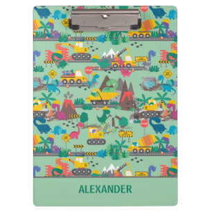 Dinosaur Construction Kids Personalized  Clipboard