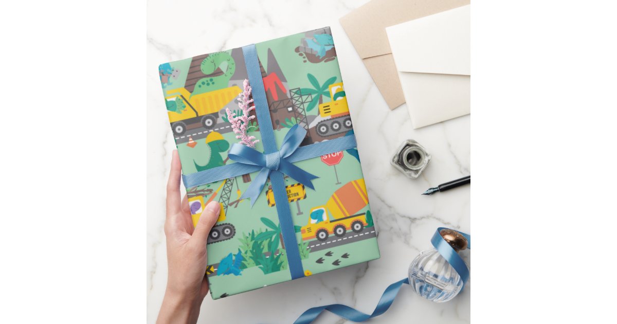 Watercolor Construction Work Kids Pattern Wrapping Paper by Sam Ann Designs