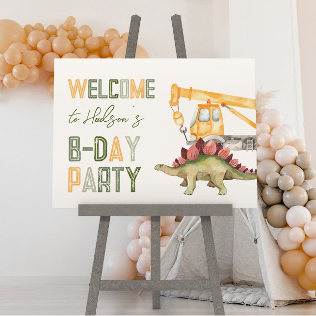 Dinosaur Construction Party Welcome Sign (Creator Uploaded)