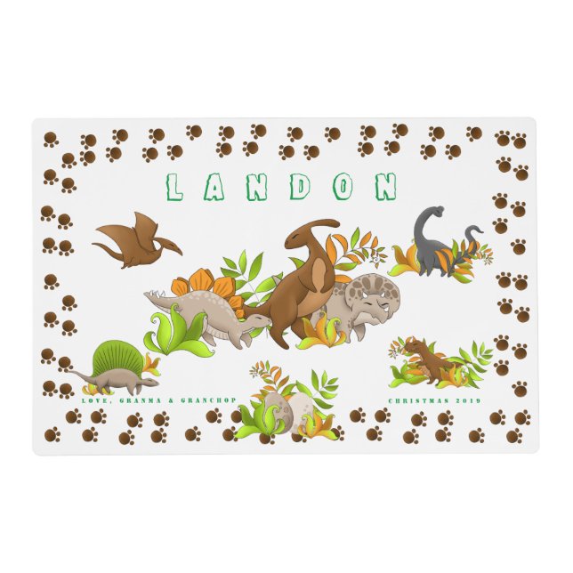 Dinosaur | Construction Personalized Kid | Boy - Placemat (Back)