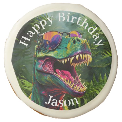 Dinosaur Cool happy Birthday boy Jungle  Sugar Cookie