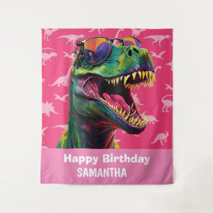 Dinosaur Cool T Rex Pink Backdrop