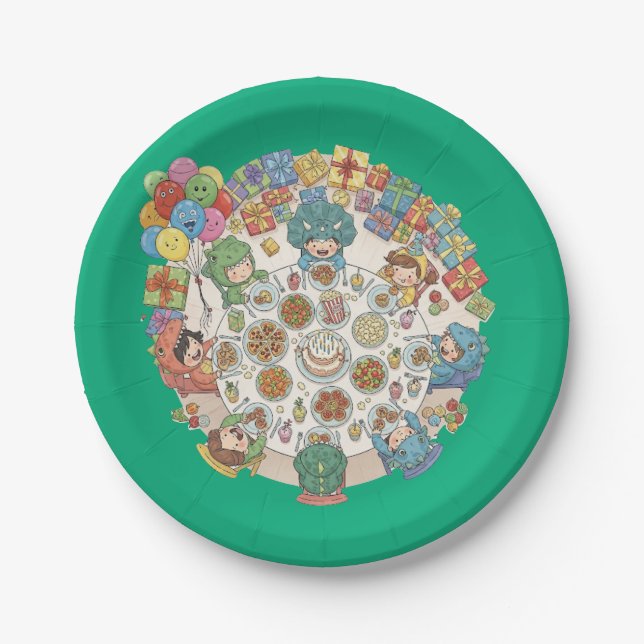 Dinosaur Costume Children's Party Paper Plates (Front)