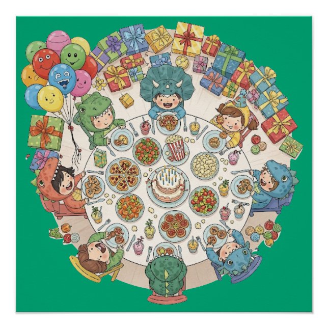 Dinosaur Costume Children's Party Poster (Front)