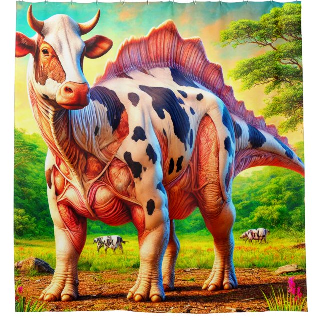 Dinosaur Cow Shower Curtain (Front)