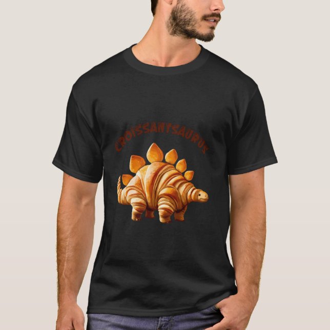 Dinosaur Croissant Bakery Lovers Men Women Boys Gi T-Shirt (Front)