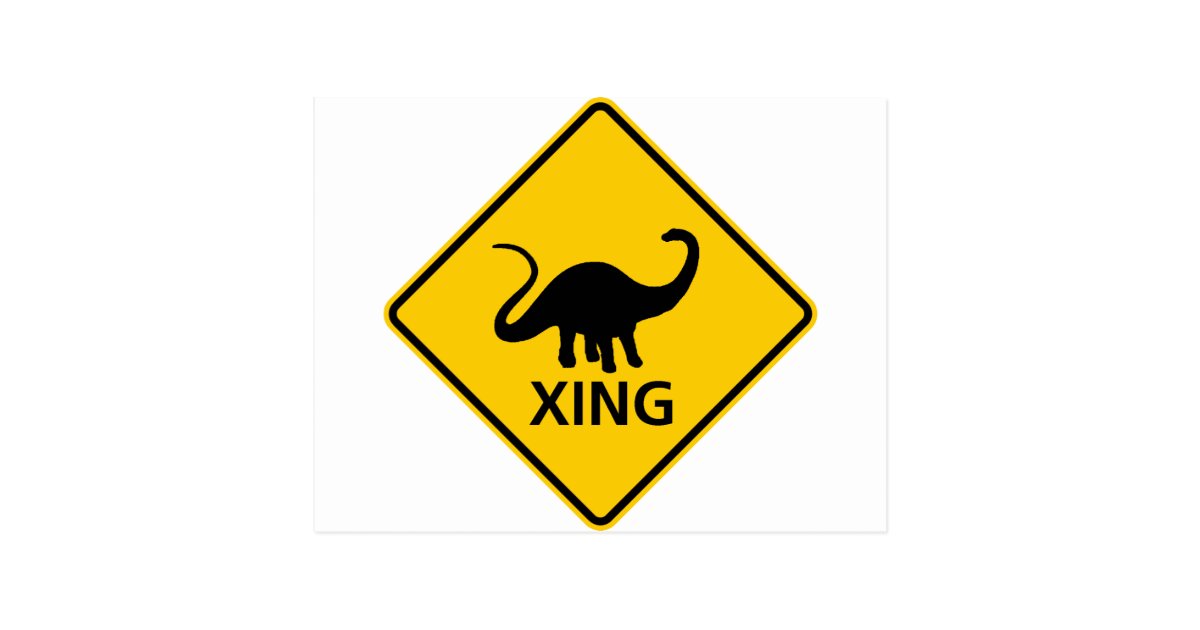 Dinosaur Crossing Highway Sign Postcard | Zazzle.com