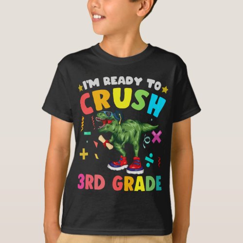 Dinosaur Crush 3rd Grade Dino First Day Boys Trex T_Shirt