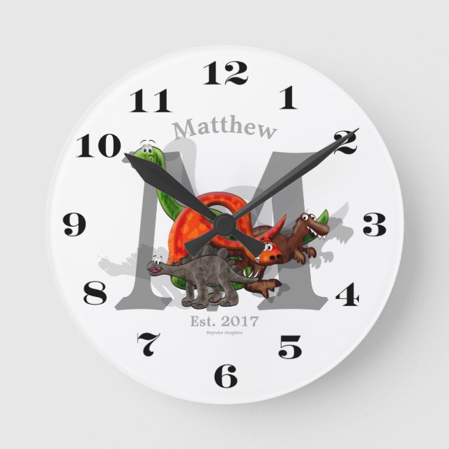 Dinosaur Custom Round Clock (Front)