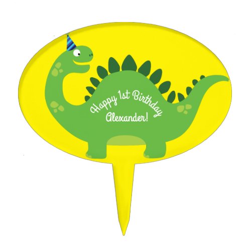 Dinosaur Cute 1st Birthday Cake Pick Topper Decor