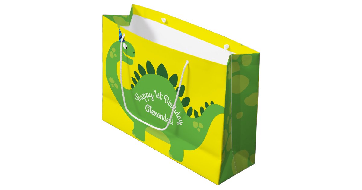 Dinosaur Cute 1st Birthday Gift Bag | Zazzle