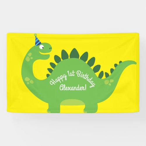 Dinosaur Cute 1st Birthday Party Banner Decor