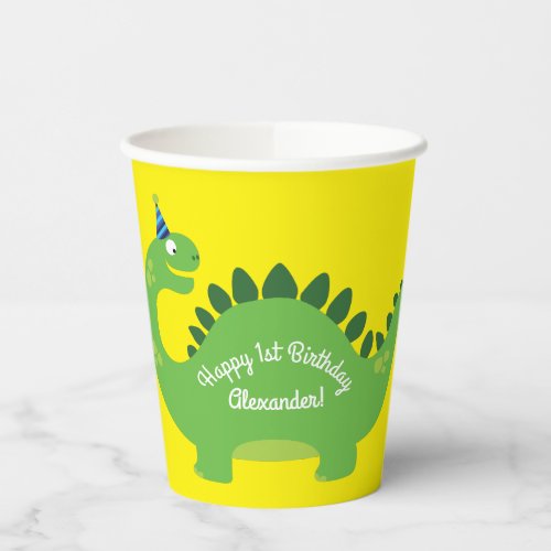 Dinosaur Cute 1st Birthday Party Kids Paper Cups