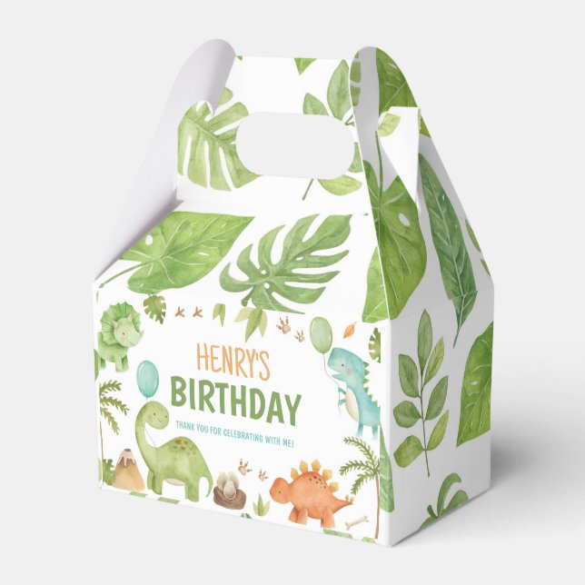Dinosaur Cute Boy Birthday Party Favor Boxes (Front Side)