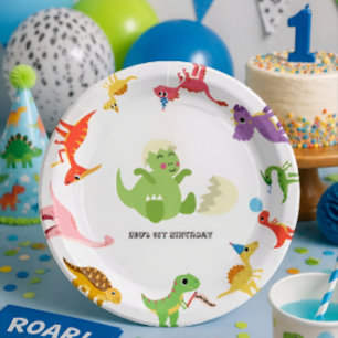 Dinosaur / Cute Dino Boy Birthday Paper Plates