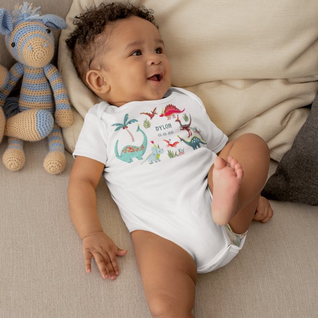 Dinosaur Cute Dino boy Name Baby Bodysuit (Creator Uploaded)