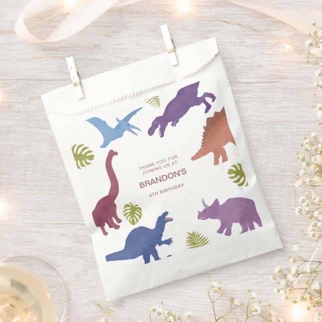 Dinosaur Cute Dino Kid Birthday Party Favor Bag (Clipped)