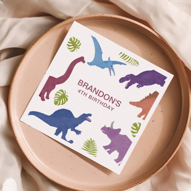 Dinosaur Cute Dino Kid Birthday Party Napkins (Creator Uploaded)