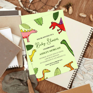 Dinosaur Cute Doodle Baby Shower Invitation