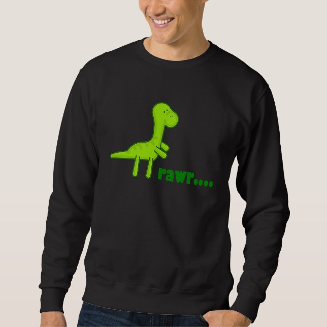 Dinosaur Cute Little Green Dino Says Rawr Sweatshirt (Front)