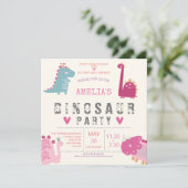 Dinosaur cute modern pink Birthday Party Invitation | Zazzle