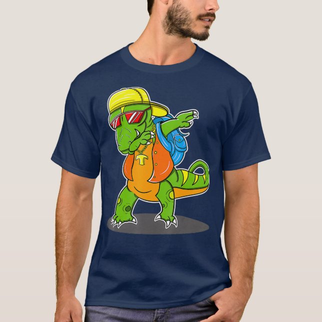 Dinosaur Dabbing T Rex Dabbing School Bag cap T-Shirt (Front)
