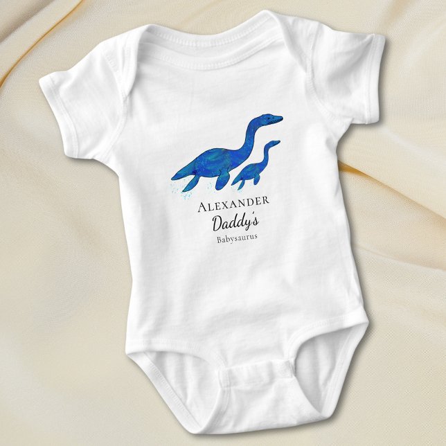 Dinosaur Dad and Baby Personalized  Baby Bodysuit (Cute dinosaur personalized name dino dad and baby quote custom bodysuit )