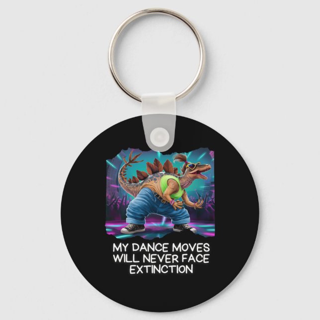 Dinosaur Dance Funny Dancing Dino  Keychain (Front)