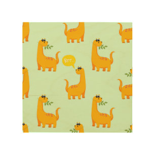 Dinosaur Delight: Kids' Bright Pattern. Wood Wall Art