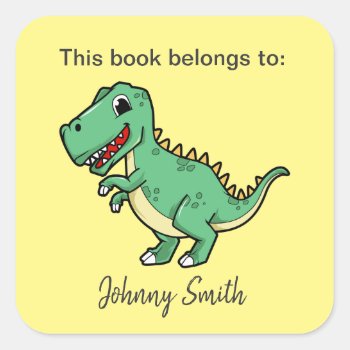 Dinosaur Design Bookplate Sticker by SjasisDesignSpace at Zazzle