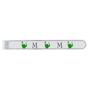 Dinosaur Design Monogrammed Silver Finish Tie Bar
