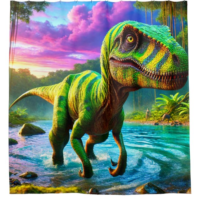 Dinosaur Design Shower Curtain (Front)