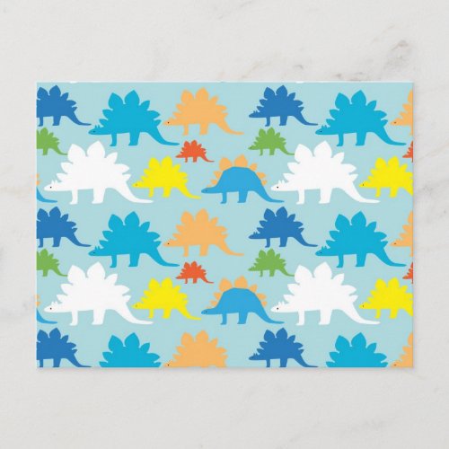 Dinosaur Designs Blue Orange Yellow Red Dinosaurs Postcard