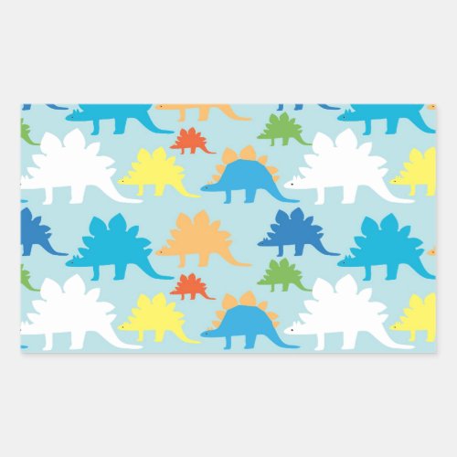 Dinosaur Designs Blue Orange Yellow Red Dinosaurs Rectangular Sticker