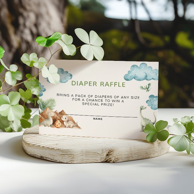Dinosaur Diaper Raffle Baby Shower Enclosure Card (Creator Uploaded)