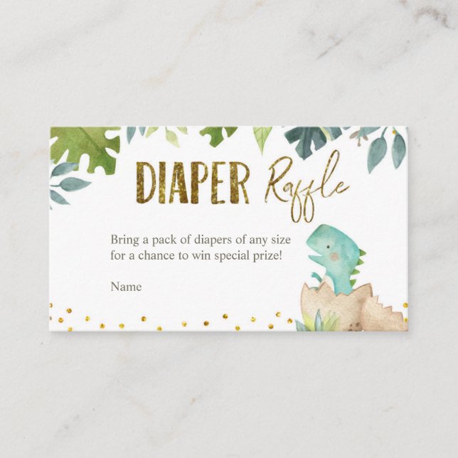 Dinosaur Diaper Raffle Card (Front)