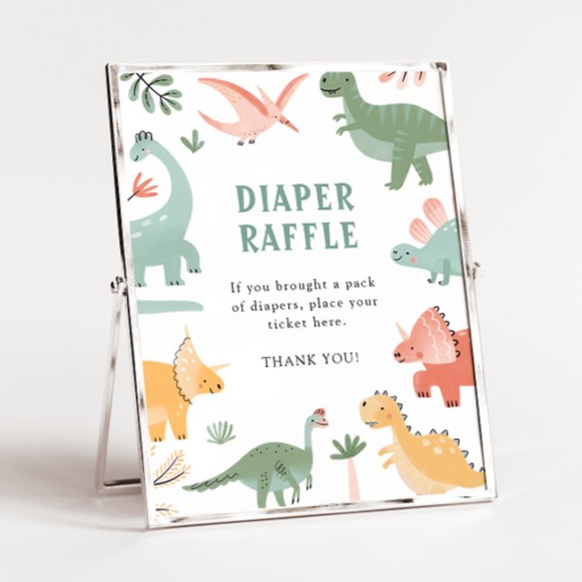 Dinosaur Diaper Raffle Poster (Dinosaur Baby Shower Diaper Raffle Poster by Painted Paperie
)