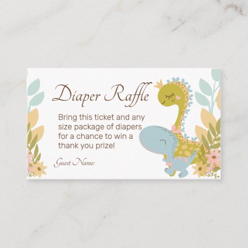 Dinosaur Diaper Raffle Ticket Enclosure Card