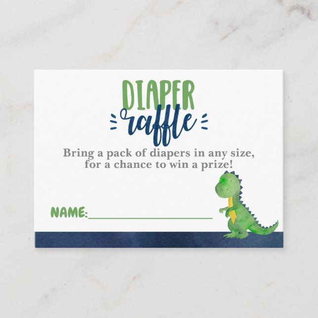 Dinosaur Diaper Raffle Ticket Invitation Insert (Front)