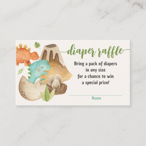 Dinosaur Diaper Raffle Tickets Boy Baby Shower Enclosure Card