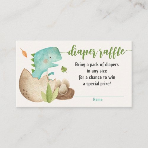 Dinosaur Diaper Raffle Tickets TRex Baby Shower Enclosure Card