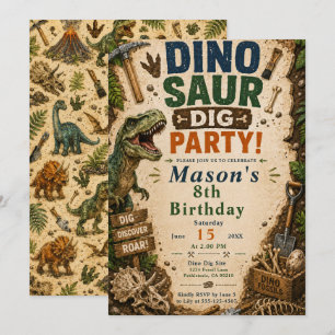 Dinosaur Dig Birthday Invitation